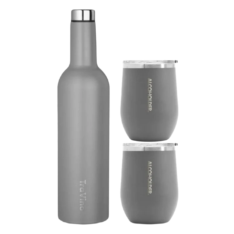 Wine Flask / Stemless Set (2x Stemless, 1x Flask)