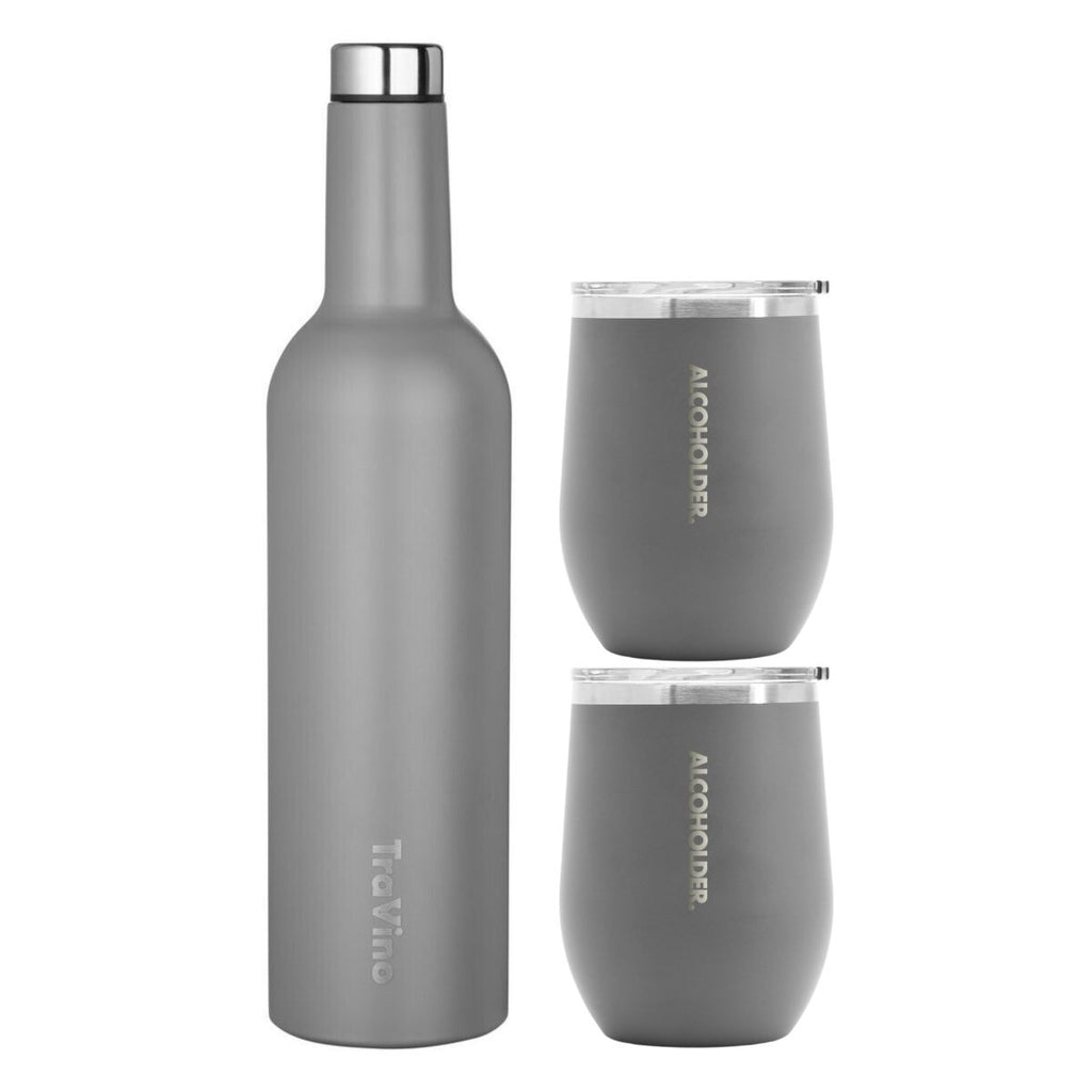 Alcoholder Stemless Flask Set - Cement Grey