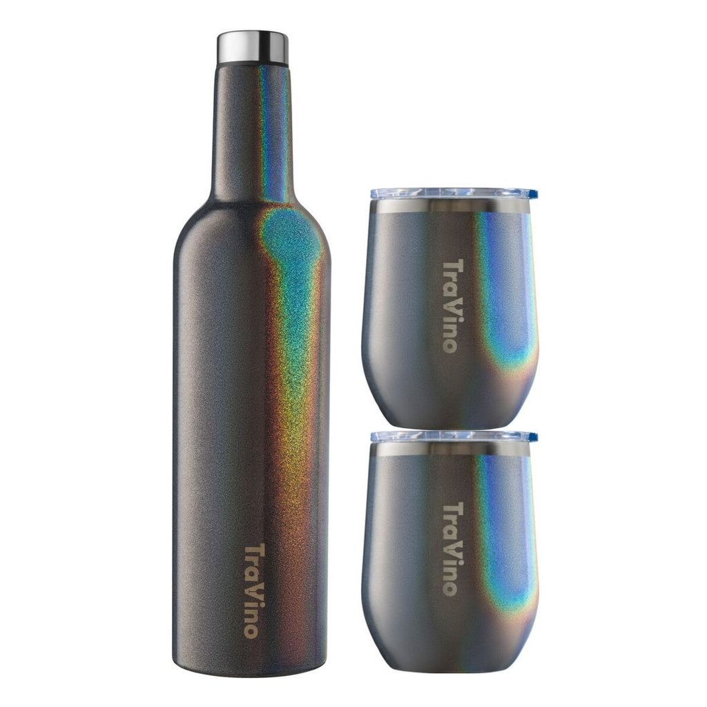 Flask / Stemless set - Charcoal (Glitter)