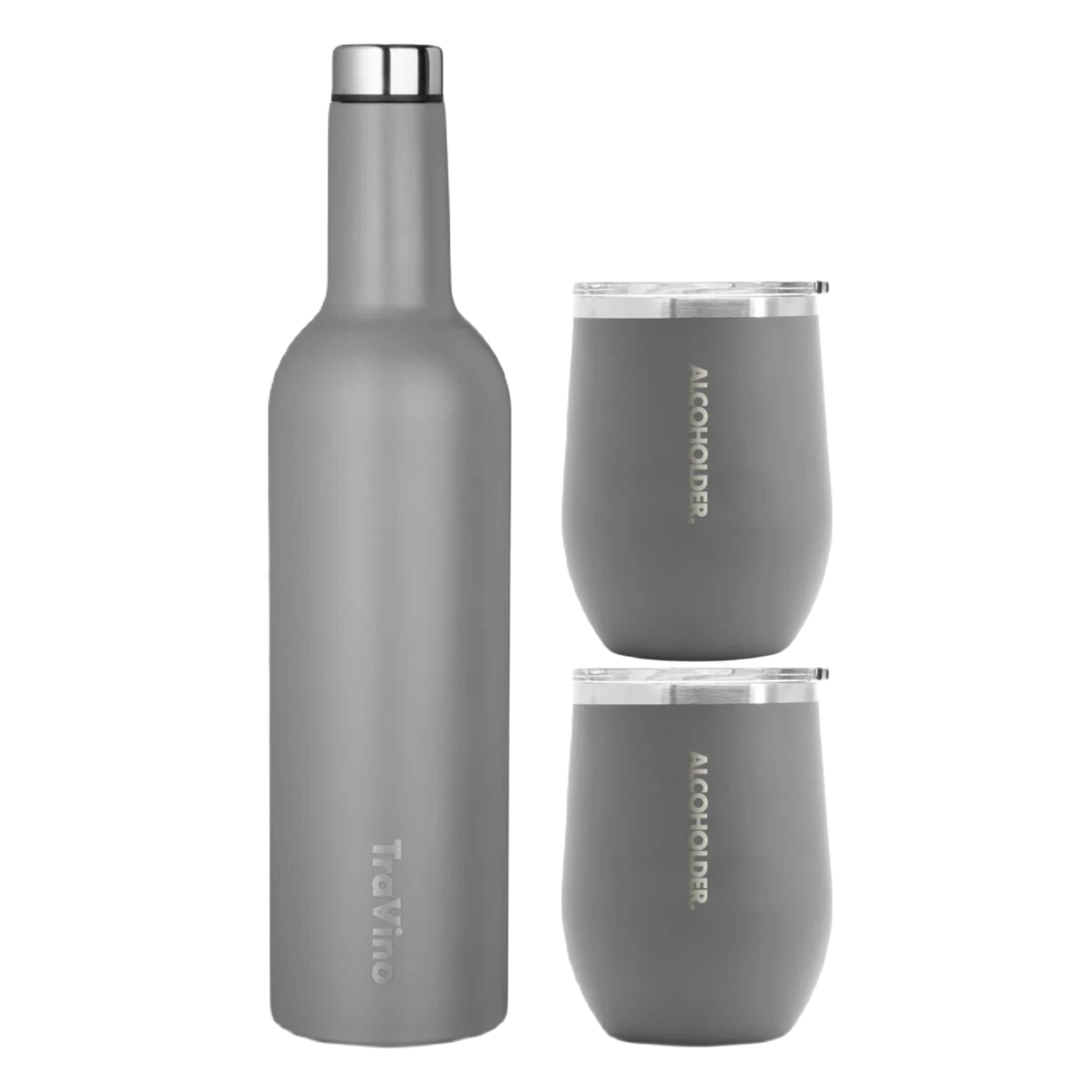 Flask / Stemless set - Cement Grey (Matte)