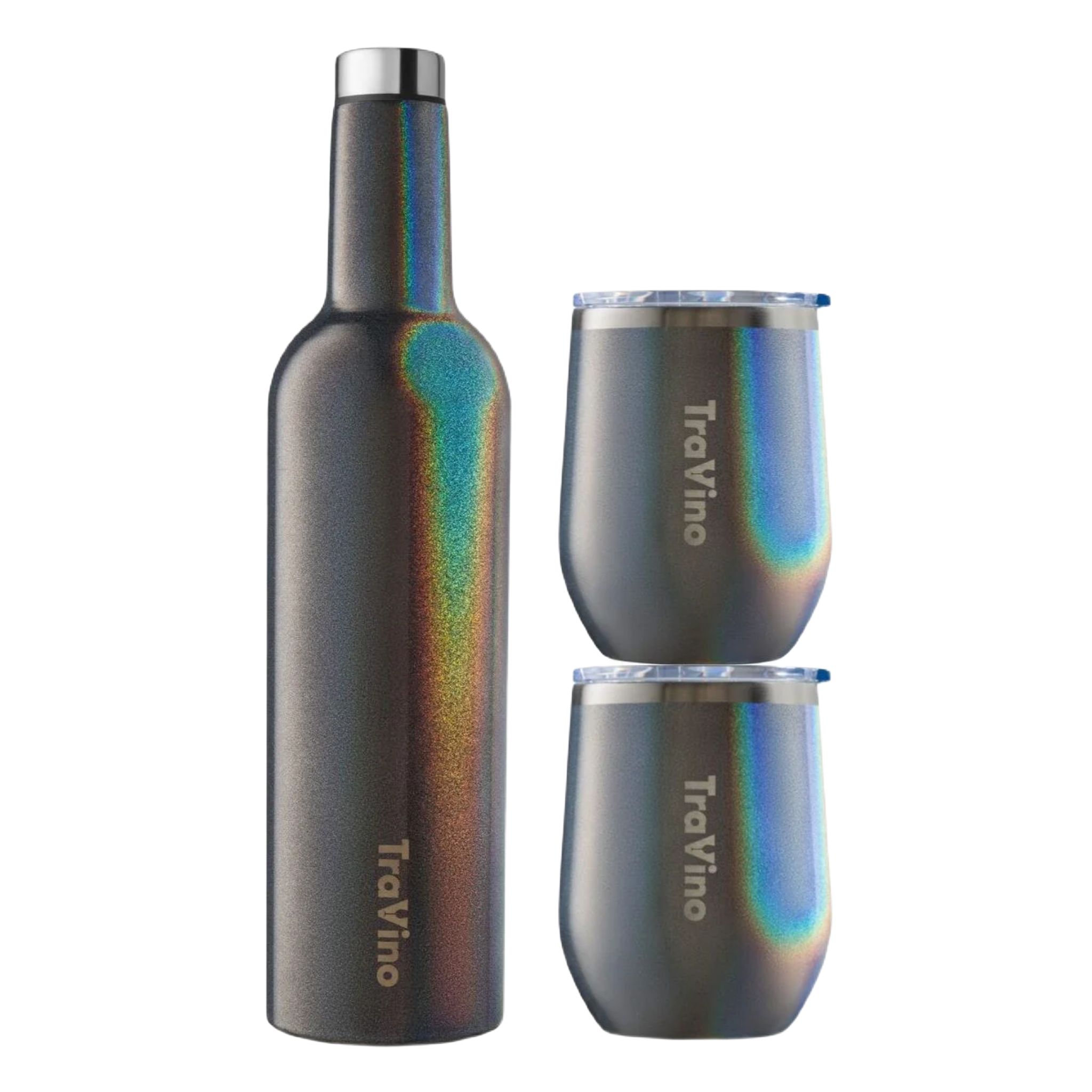 Flask / Stemless set - Charcoal (Glitter)