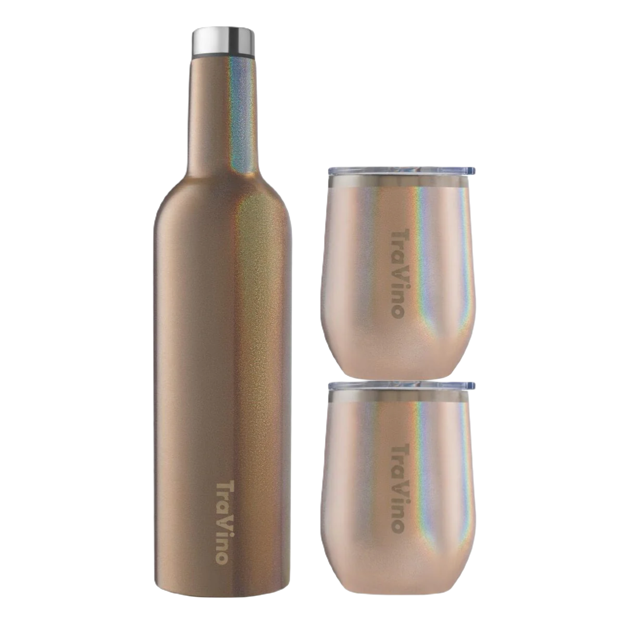 Flask / Stemless set - Rose Gold (Glitter)