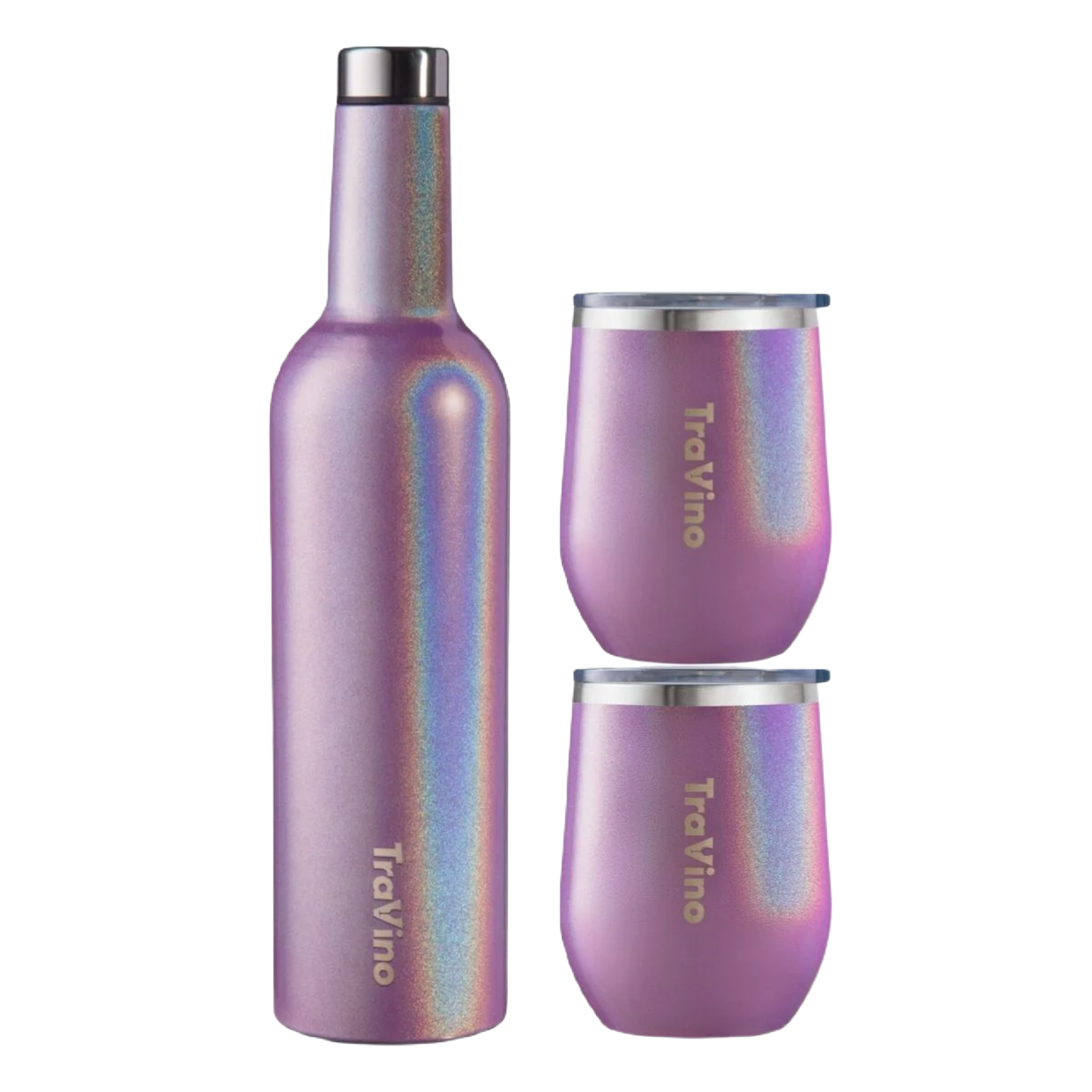 Flask / Stemless set - Ultra Violet (Glitter)