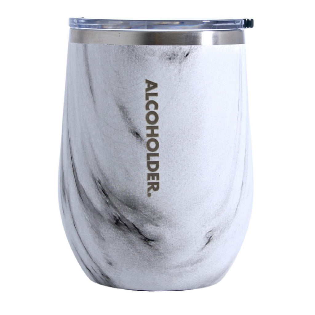 Alcoholder Stemless Vacuum Insulated Wine Tumbler - White Marble