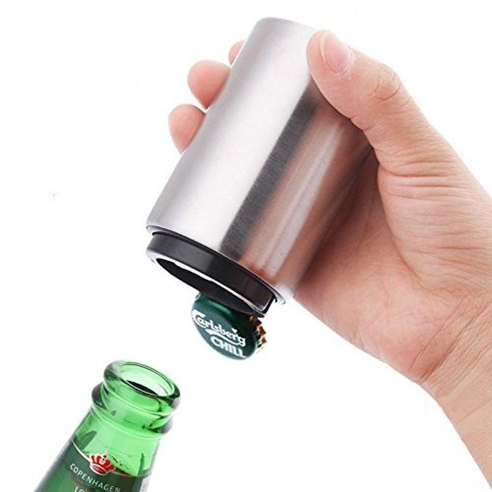 Pop top automatic bottle opener